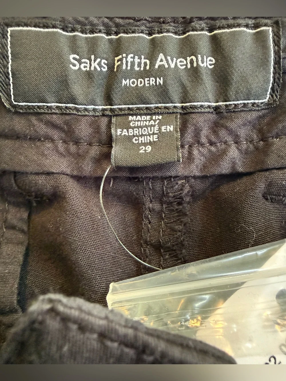 NWT Saks Fifth Avenue Mens 29 Black Stretch Chino Casual Shorts Flat Front